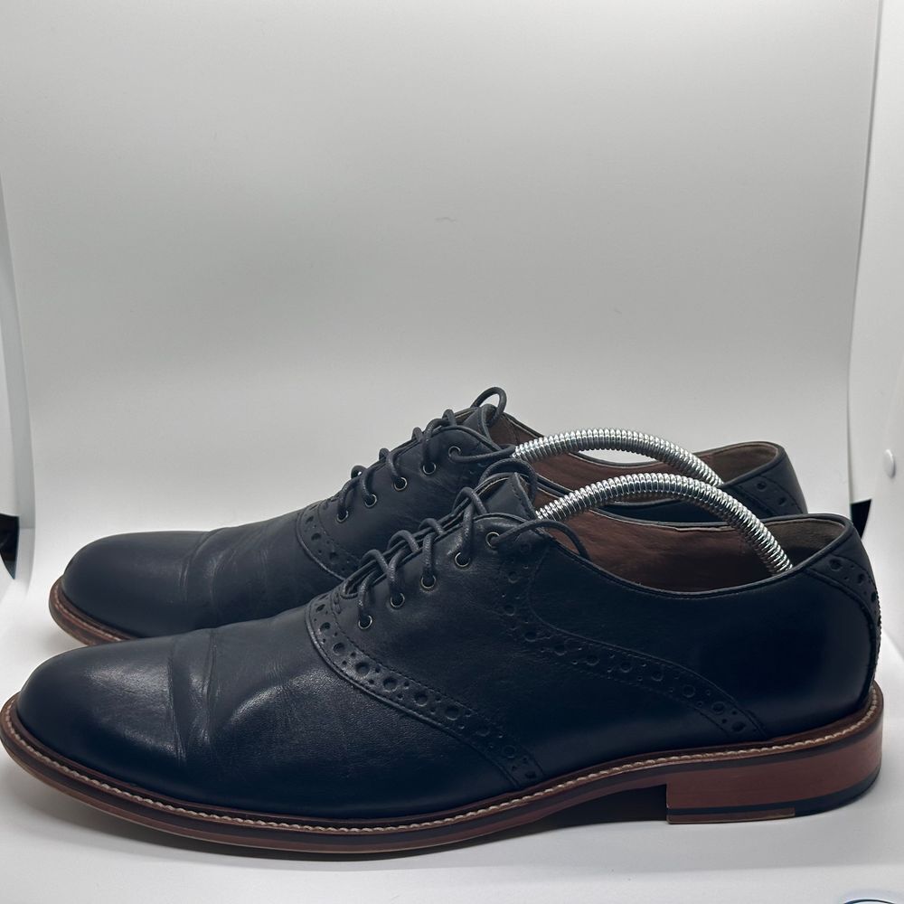 Aston Grey Collection Mens Tokyo Black Leather Oxford shoes Size 12 Pre Owned - Picture 3 of 13